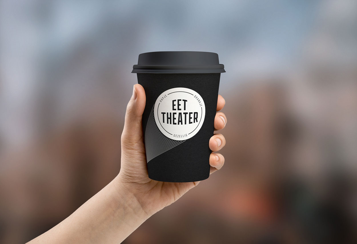 Eet Theatre logo on coffee cup